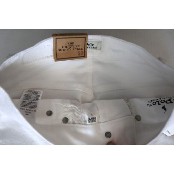 Polo Ralph Lauren Women's Sz 26 White The High Rise Skinny Ankle Jeans - Picture 4 of 12